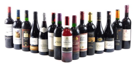 Fifteen bottles of various red wine, to include Bordeaux, South African Merlot, Syrah, etc.