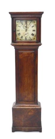 A 19thC longcase clock, the square painted dial signed S Crundwell of Tonbridge Wells, with a thirty hour movement, in a mahogany case, 185cm high.