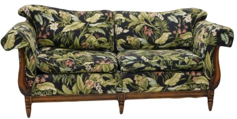 A Medallion Mendelssohn two seat sofa, with beech show frame, 200cm wide.