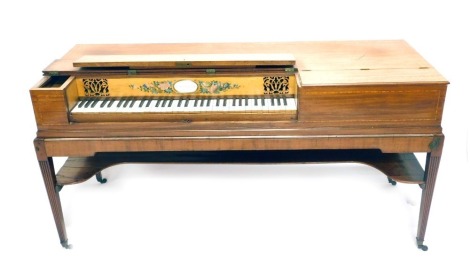 Longmans Clementi & Company, London. A mahogany and painted decorated square piano, with ivory keys, 165cm wide.