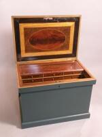 A green painted oak tool chest