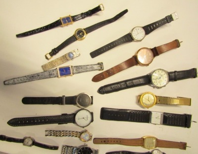 A group of ladies and gent's wristwatches, comprising Sekonda, QiWatch, Citron, Rotary & others and a pocket watch. (1 tray) - 2