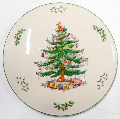 A Portmeirion Studio Christmas Story serving bowl, boxed, together with a Spode cake plate decorated in the Christmas Tree pattern, 29.5cm diameter. (2) - 2