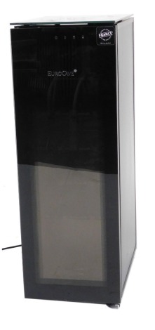 A Eurocave wine cooler, in black, with a glass door, serial number 1001399737, 84cm high, 29.5cm wide, 46cm deep. 