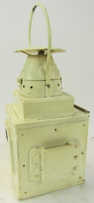 A cream painted railway lantern, 40cm high. - 3