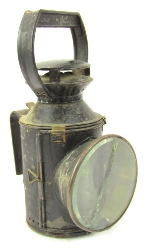 A black painted BR railway lantern, 29cm high.