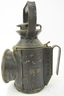 A black painted BR railway lantern, 29cm high. - 4