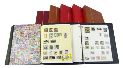 Eight albums containing Elizabeth II stamps, to include commemorative Silver Wedding, BBC 1922-1972, stock books, etc.