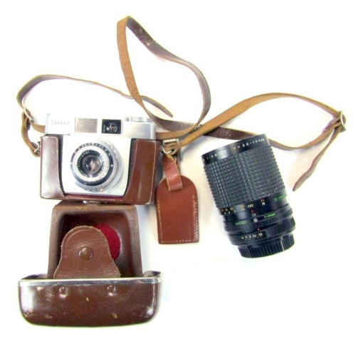 A Zeiss Colora camera, in leather case, together with a Makinon 1;3.5-4.5 lens, 8208872.