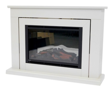 A Bemodern inset LED electric fire, in grey, model number 2603-2604, with remote control, lead and manual, 95cm high, 130cm wide, 25cm deep.