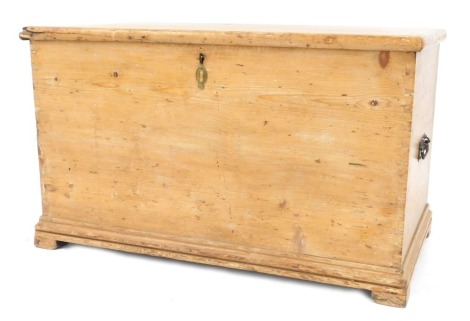 A Victorian pine blanket chest, the hinged top with a rounded edge, enclosing a vacant interior, on bracket feet, 59cm high, 101cm wide, 55cm deep.