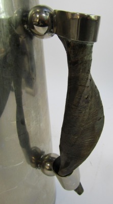 A Tlellulino of New York silver plated water jug, with a horn handle, label to underside, 30cm high. - 3