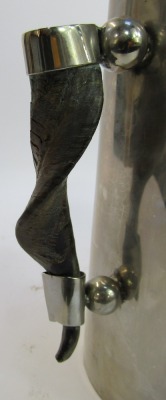 A Tlellulino of New York silver plated water jug, with a horn handle, label to underside, 30cm high. - 4