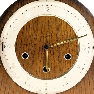 A 1950s/60s oak cased mantel clock with Westminster chime, and a Continental mantel clock in a mahogany case. (2) - 5