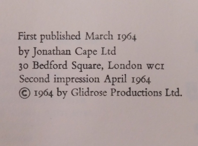 Fleming (Ian). You Only Live Twice, published by Jonathan Cape Ltd, second impression 1964, rare later dust jacket with Fleming in lower position on cover. - 4