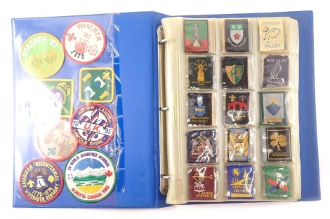 Scouting interest. An album containing Scouts and Girl Guiding badges, Jamboree Canada 1983, Lincolnshire badges, poacher and others, enclosed in one album.