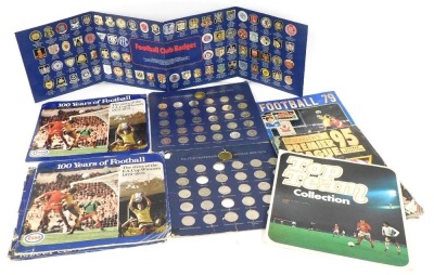 A Minicards Football 79, with some cards, Merlin's Premier League 95 Sticker Collection, Esso Top Team Collection, Kevin Keegan lacking, The Esso Collection of Football Badges, Esso F.A. Cup Centenary Medals 1872-1972, and duplicates.