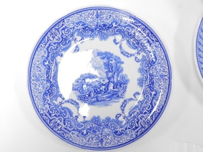 Eight Spode blue and white plates, The Blue Room Collection, comprising Continental Views (x2), Seasons, Portland vase (x2), Warwick vase and Byron groups (x2), together with a Spode perspex display sign. (9) - 2