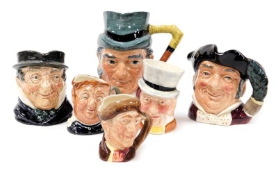 A group of Royal Doulton and other character jugs, including 'Arry, Mine Host D6470, Fat Boy, Capn Cuttle and John Peel.