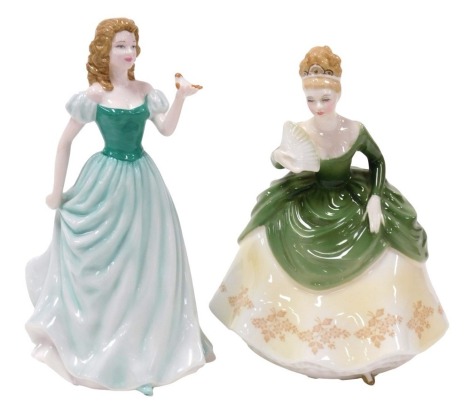 A Royal Doulton figure modelled as Soiree, HN2312, and another modelled as Love Song, Pretty Ladies Series. (2)