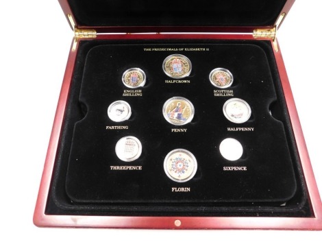 A part set of Challenging Face of Britain's Coinage golden edition coins, with certificates and fitted case.