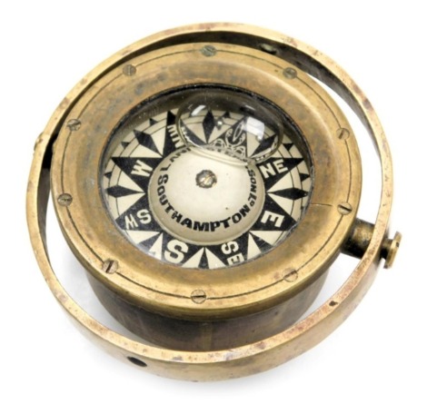 An early 20thC brass cased nautical gimbal compass, by Lankester & Sons Ld, Southampton, boxed.