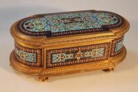 A 19thC champleve enamel gilt bronze casket by Ferdinand Barbedienne