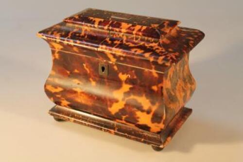 An early 19thC tortoiseshell tea caddy