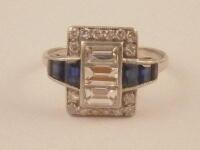 An Art Deco diamond and sapphire set ring