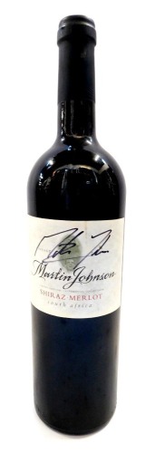 A bottle of Martin Johnson Limited Edition Testimonial Collection Shiraz Merlot, signed.