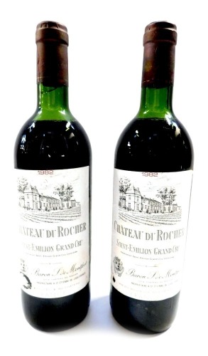 Two bottles of Chateau du Rocher Saint-Emilion Grand Cru 1982.