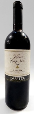 A bottle of Vigna Case Nere 1990 Barolo, a bottle of Chianti Classico 2001, and a bottle of Borgo Molino Venti Prosecco, boxed. (3) - 5