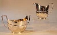 A late Victorian semi fluted oval sugar bowl