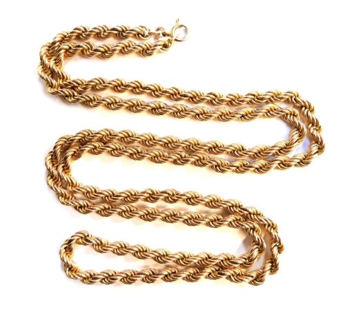 A 9ct gold rope twist necklace, 24.5g, 80cm long.