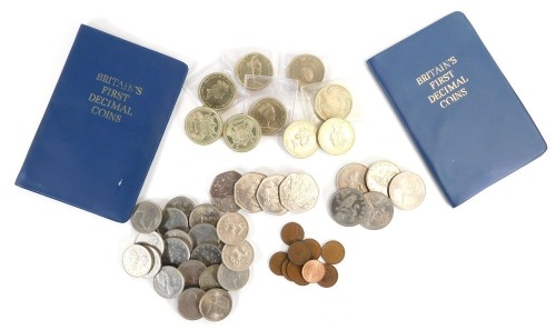 QEII two pound coins, comprising 4 x 1986, 2 x 1994, and 3 x 1995, together with two fifty pence D-Day coins 1994, and other decimal coinage. (a quantity)