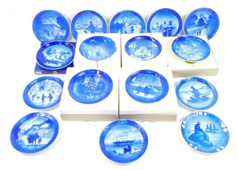 Various Royal Copenhagen Christmas porcelain collector's plates, for various dates, predominantly from the 1970s, some boxed.