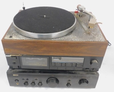 An AR turntable XAU Universal model, serial no XA253292, Denon integrated amplifier, PMA-700AE, Marantz cassette tape, SD-35, and a pair of unnamed speakers, and a single speaker. (6) WARNING! This lot contains untested or unsafe electrical items. It is - 4