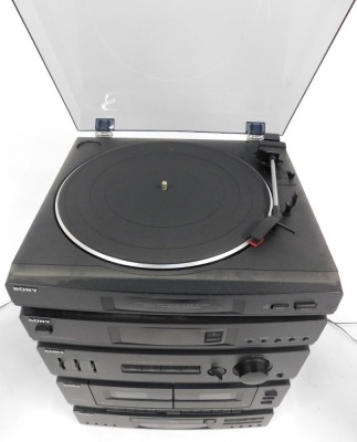 A Sony stereo turntable system, model no PS-LX52P, together with a pair of speakers, model SN-A109. - 2