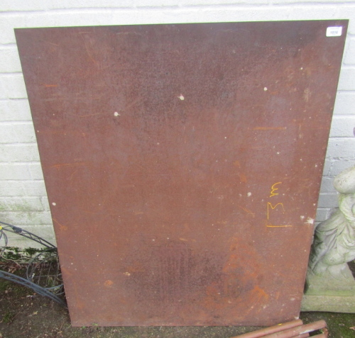 A sheet of steel, 102cm x 88cm.