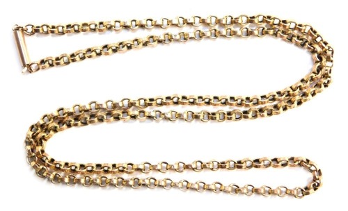 A yellow metal belcher chain, marked 9ct, 6.4g, 54cm long.