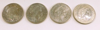 Four five pound QEII collectors coins, comprising three 1999-2000 Ano Domini collectors coins and an Elizabeth Regina coin. (4) - 2