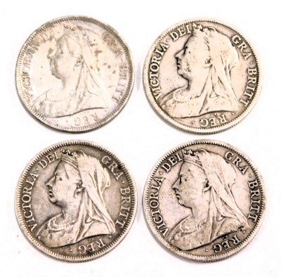 Four Victorian silver half crowns, comprising 1899, 1898, 1900 and 1897, 41.8g all in. (4) - 2