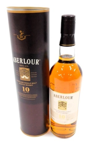 A bottle of Aberlour ten year old Highland Single Malt Scotch whisky, boxed.