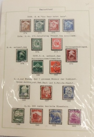 An album containing German Third Reich 1930s and 40s stamps, including Miniature Sheets, Olympics, Winter Sports, postally worn and others. (1 album)