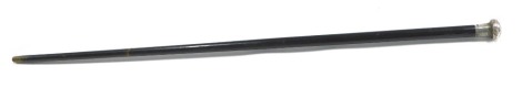 A silver topped and ebonised walking cane, of hammered plain design, circa George V, 94cm high.