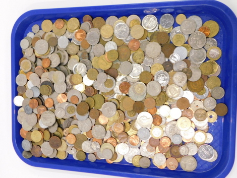 GB and world coinage, for Spain, Jersey, Gambia, Portugal, Barbados, France, Cyprus, etc. (1 tray)