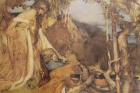 After Sir William Russell Flint R.A. Portrait study of King Arthur resting under a tree