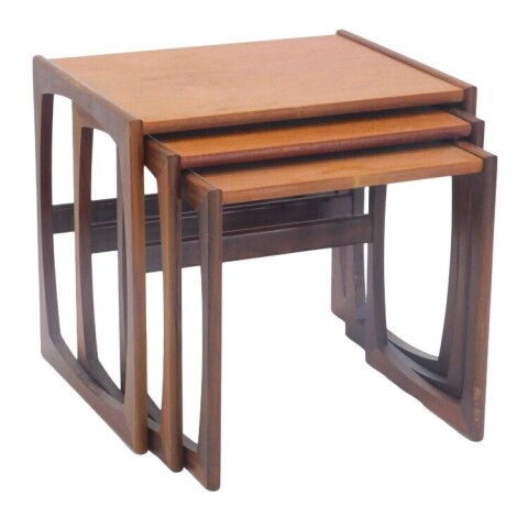 A G Plan teak nest of three tables, the largest 53cm wide.