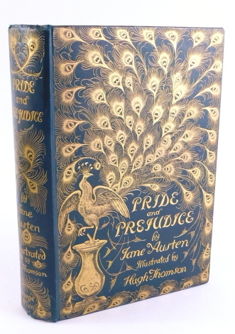 Thomson (Hugh) and Jane Austen PRIDE AND PREJUDICE, FIRST PEACOCK EDITION, publisher's blue/green cloth with elaborate gilt design, g.e., 8vo, 1894