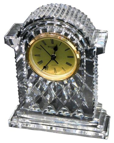 A Waterford crystal table clock, 18cm high.